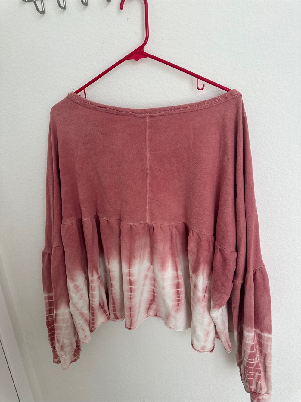 Women's Mauve Tie-Dye Peplum Long-Sleeve Oversized Top - Picture 3 of 9